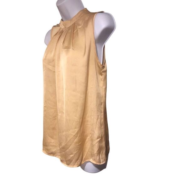 Elementz gold sateen high collar sleeveless blouse size M - Picture 4 of 12